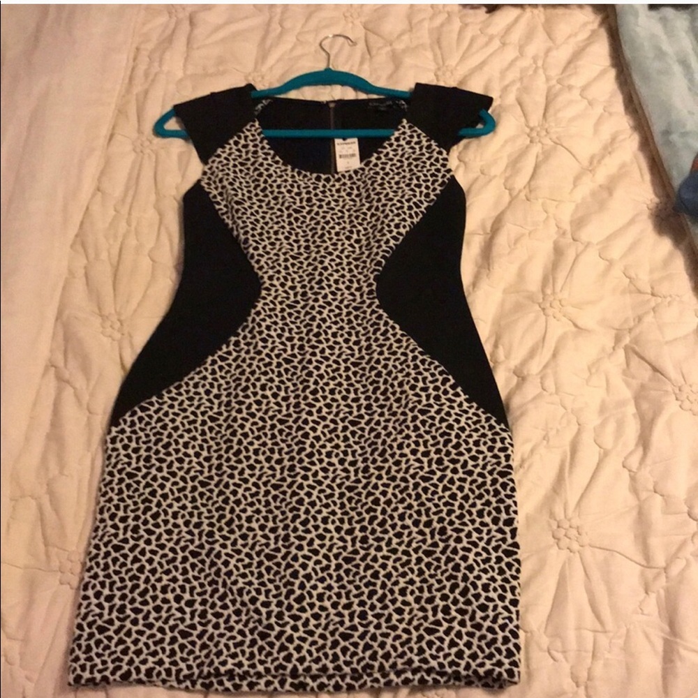 Express Black and white body con dress